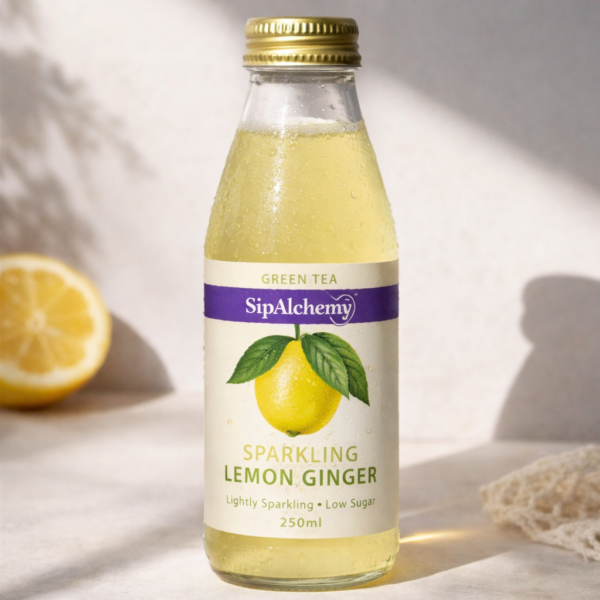 SipAlchemy Sparkling Lemon Ginger Tea 250ml bottle