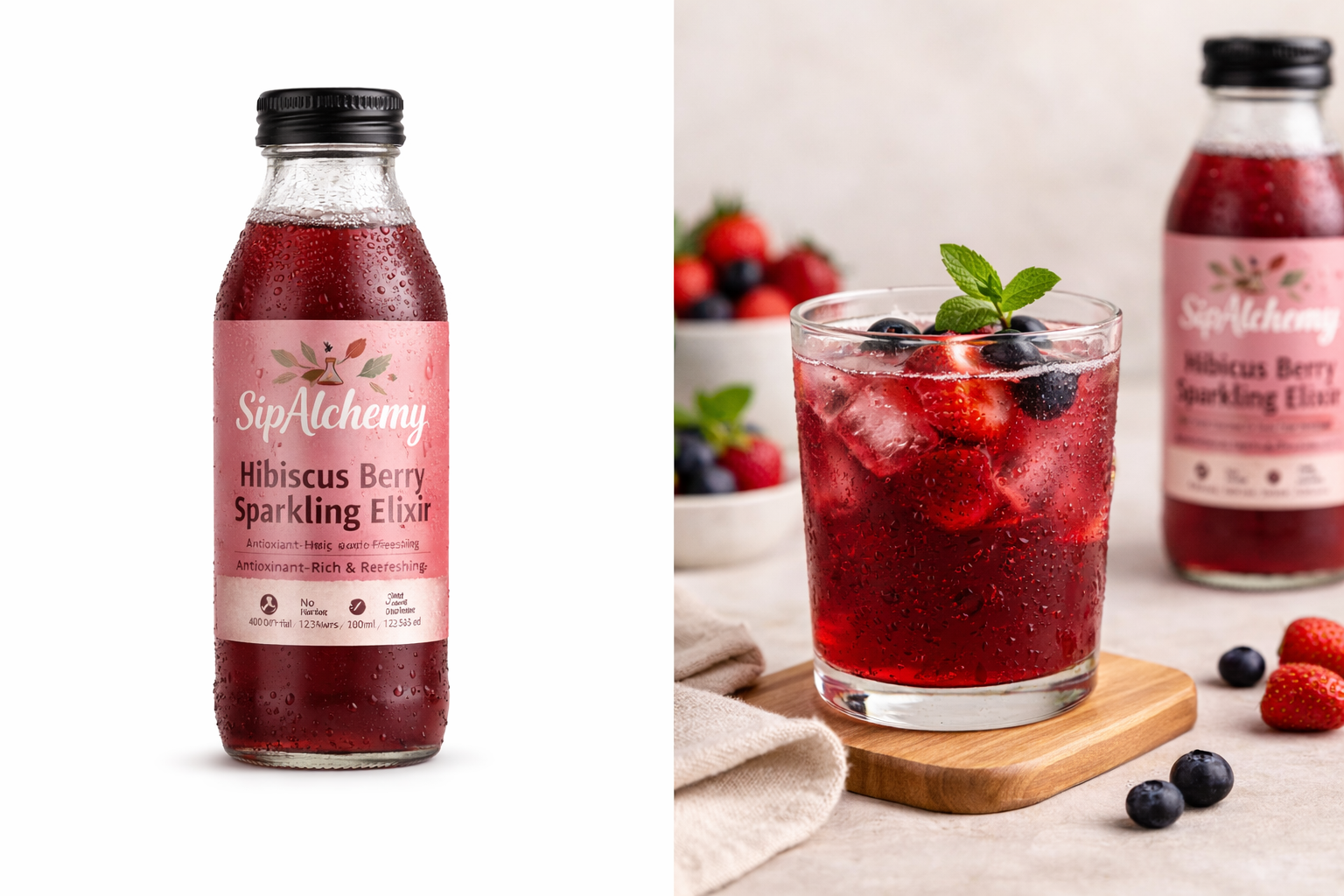 Hibiscus Berry Sparkling Elixir – 400ml - Image 2