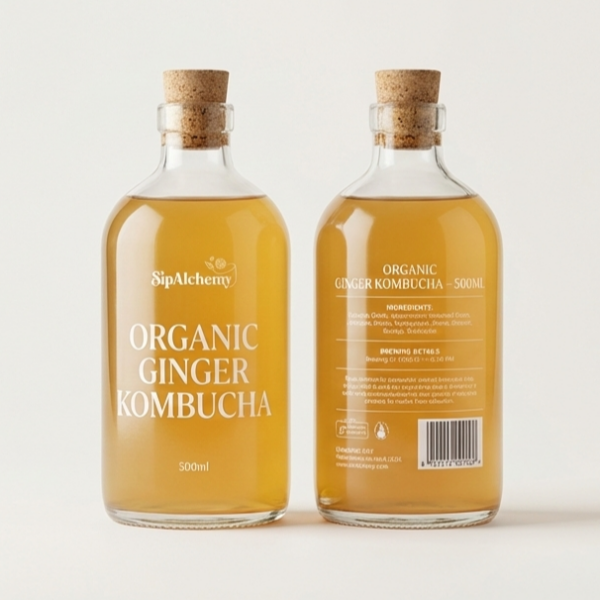 Organic Ginger Kombucha – 500ml | Probiotic Fermented Drink