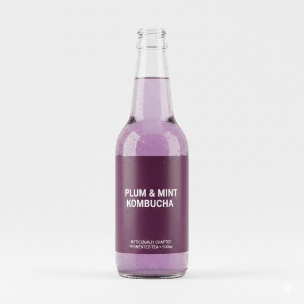 Organic Ginger Kombucha - 500ml bottle with white background