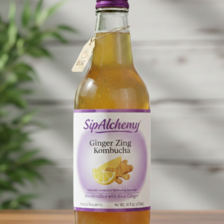 ginger lemon kombucha bottle sipalchemy