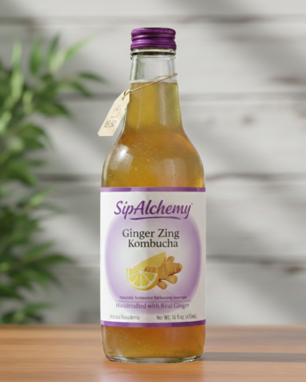 ginger lemon kombucha bottle sipalchemy