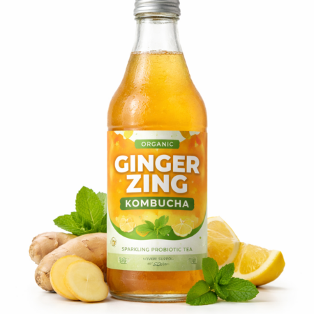 Ginger Zing Kombucha (330ml) – Organic Sparkling Wellness Drink