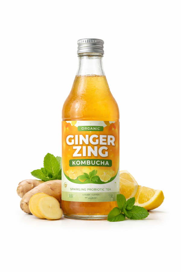 Ginger Zing Kombucha (330ml) – Organic Sparkling Wellness Drink