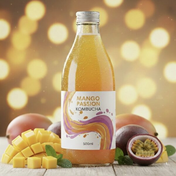 mango passionfruit kombucha-glass bottle-500ml