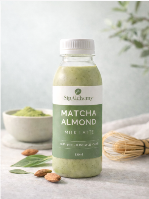 Matcha Almond Milk Latte – Dairy-Free Plant-Based Energy Drink (330ml)