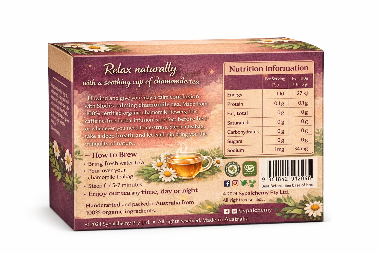 Sloth Herbal Tea. Blend Calming Chamomile - Image 2