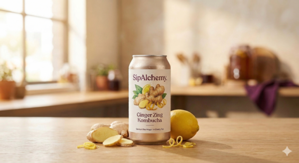 SipAlchemy Artisanal Kombucha Ginger Zing Can